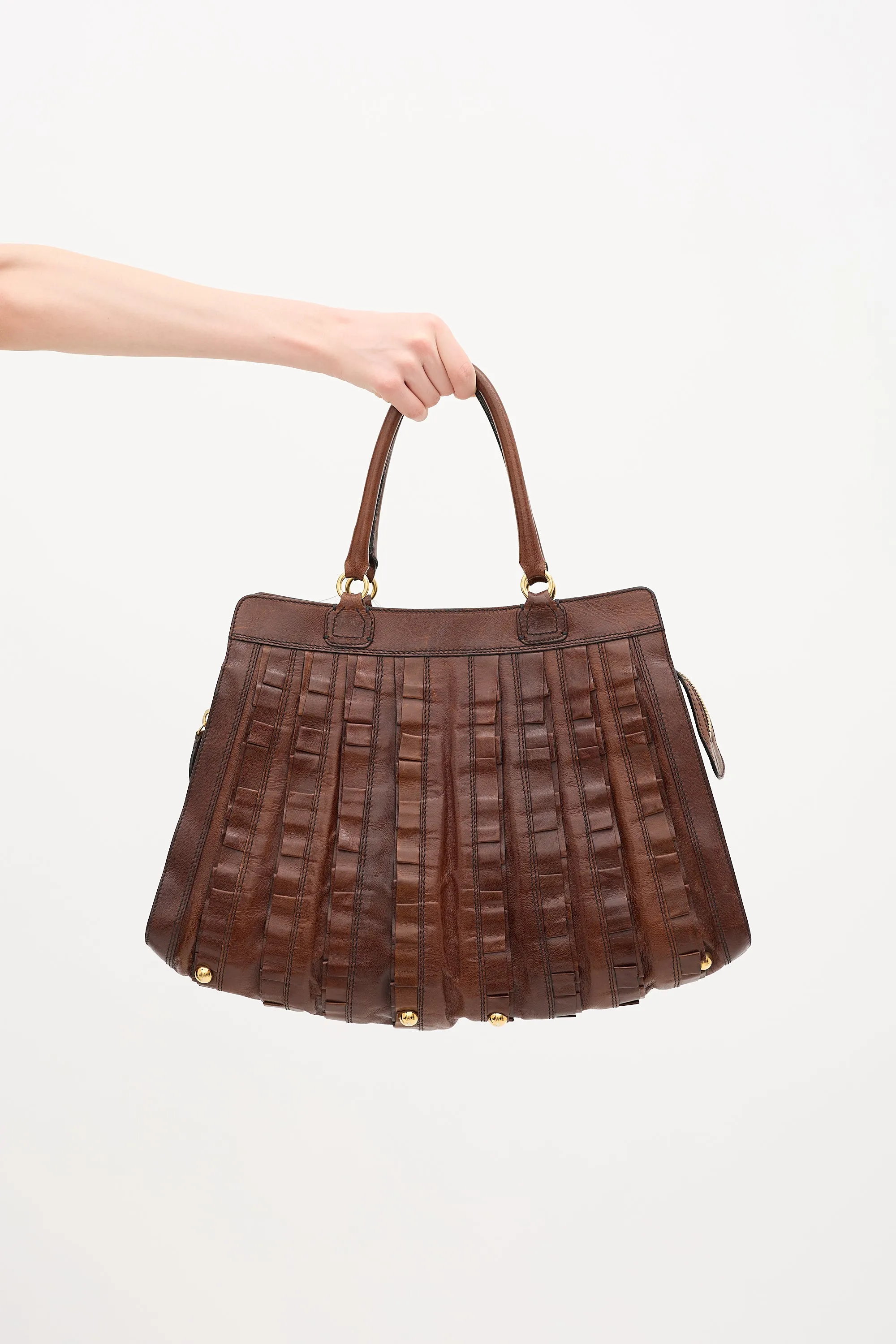 Leather Ruffle Tote Bag sold by VSP Consignment product image thumbnail 3