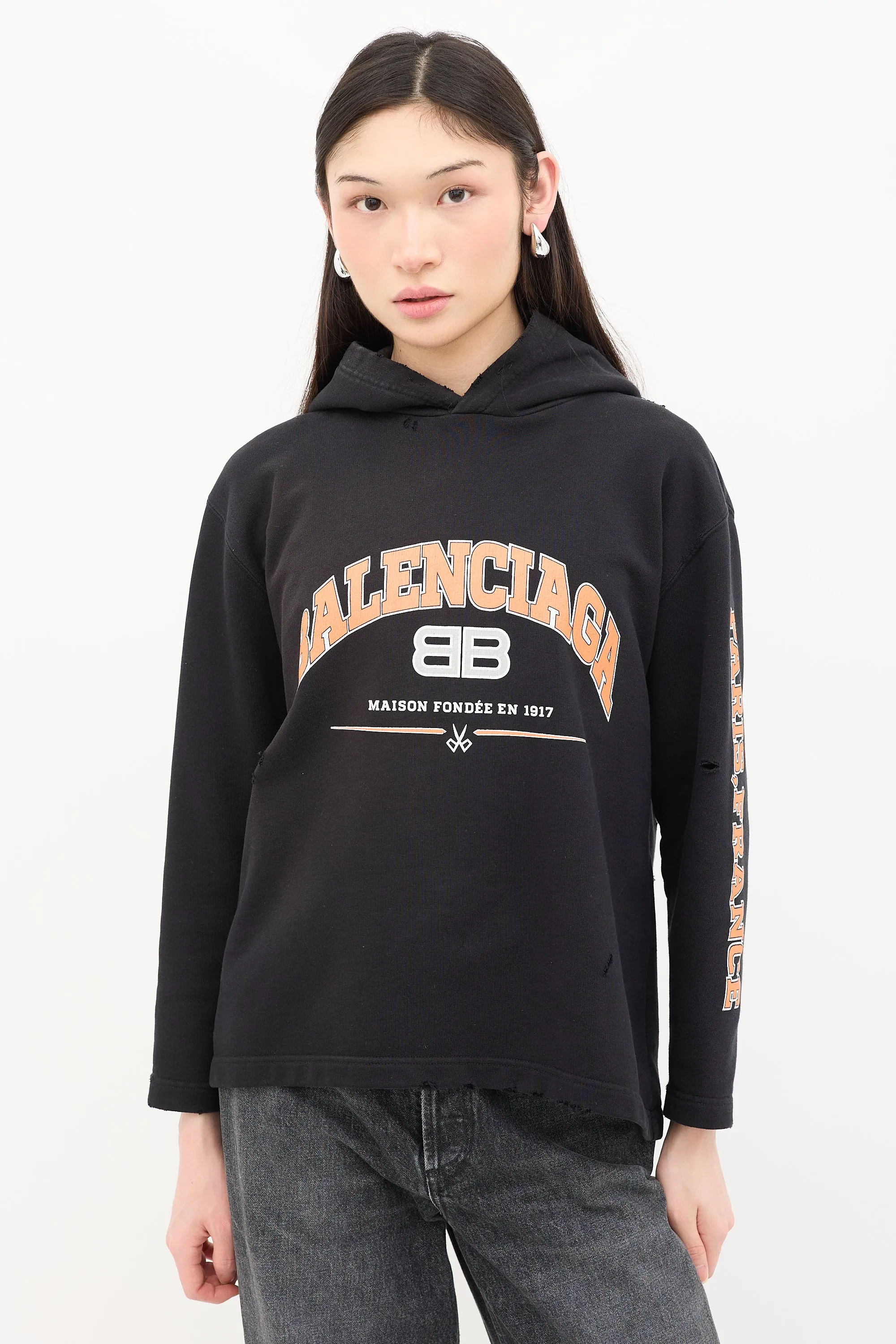 Distressed Maison Logo Hoodie sold by VSP Consignment