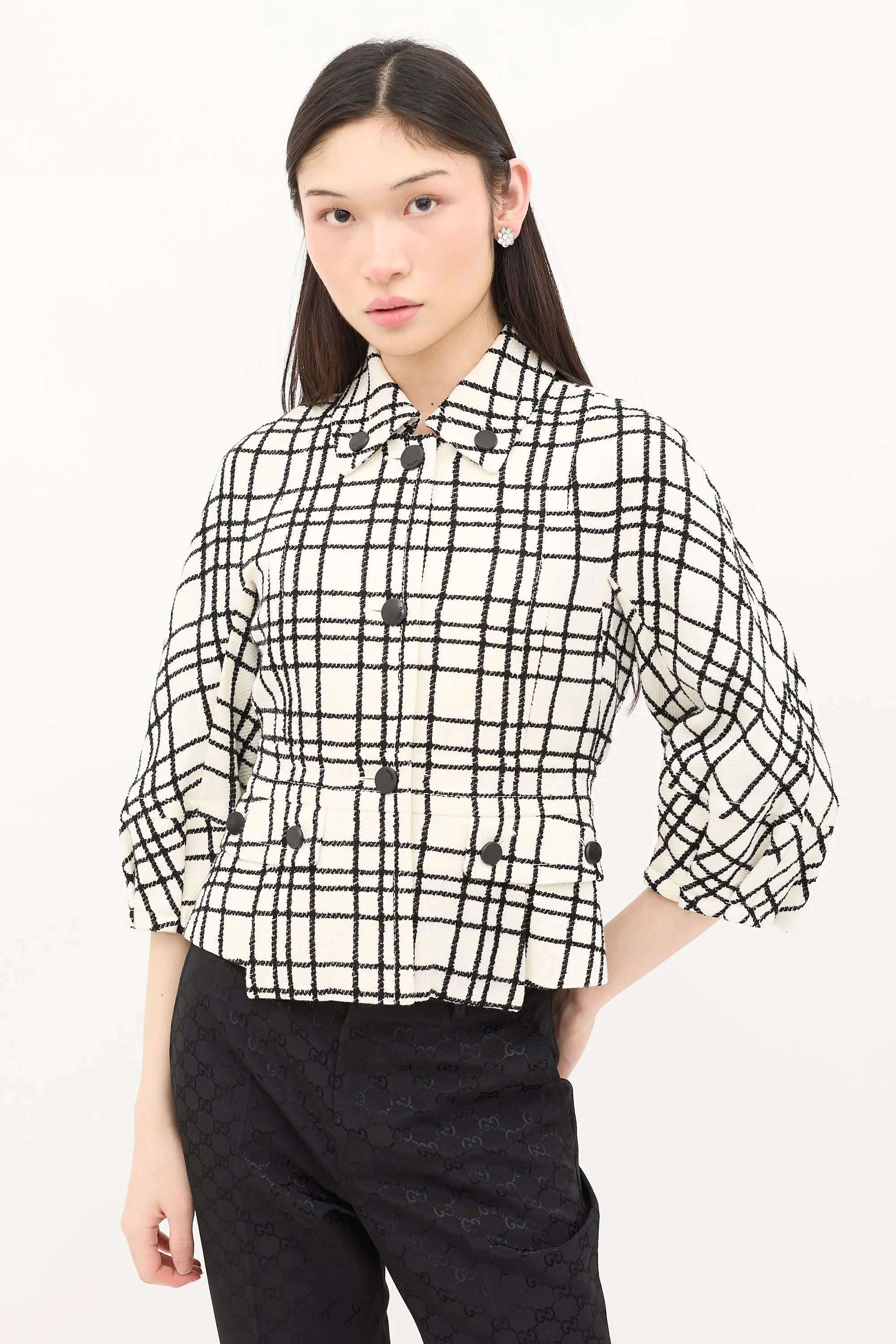 Check Peplum Jacket sold by VSP Consignment