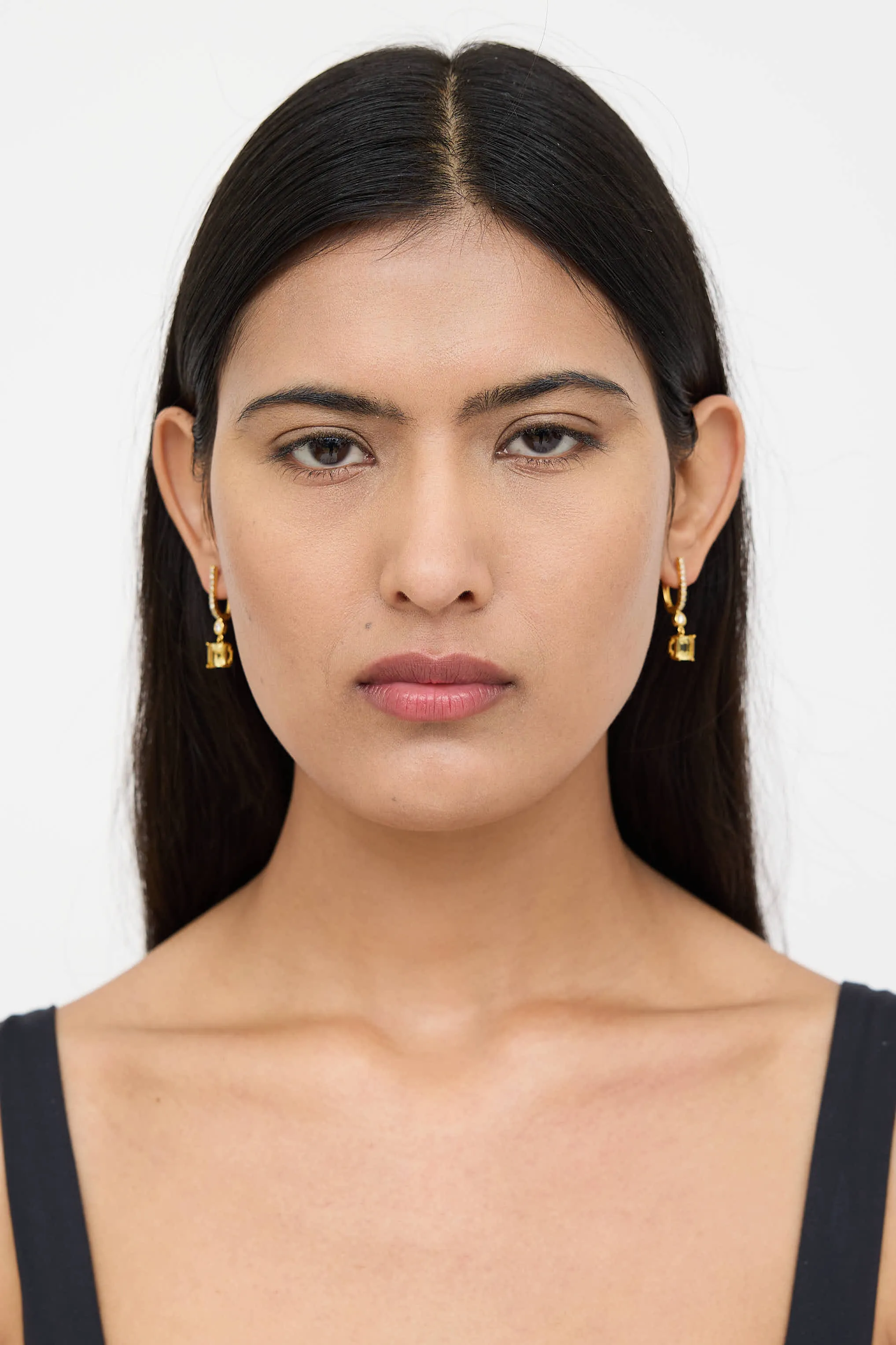 14K Yellow Gold Diamond Beryl Drop Earrings sold by VSP Consignment product image thumbnail 2