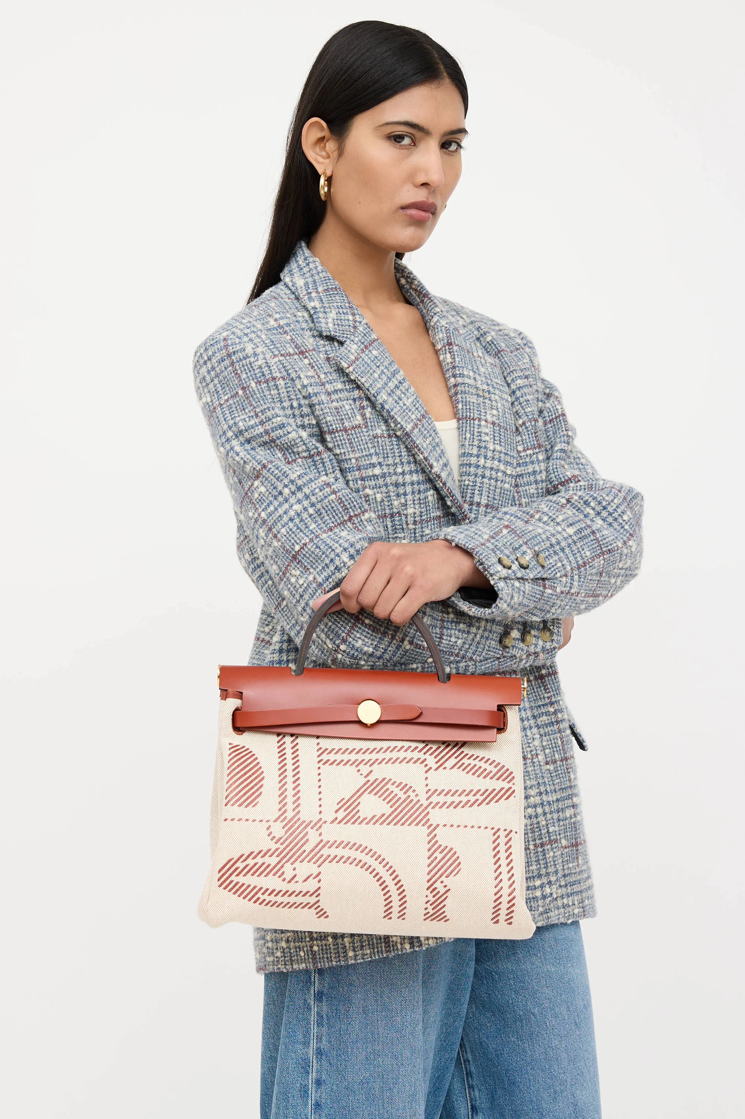 2022 Toile Canvas & Fauve Vache Hunter Leather Brides De Gala HerBag 31 sold by VSP Consignment product image thumbnail 4