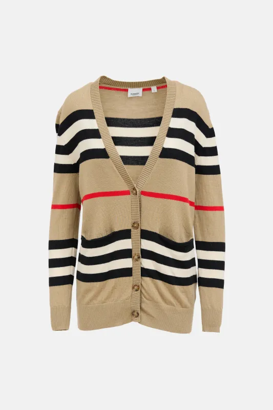 Wool Knit Striped Cardigan made by Burberry