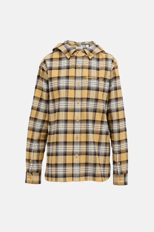 Hooded Plaid Logo Shirt sold by VSP Consignment