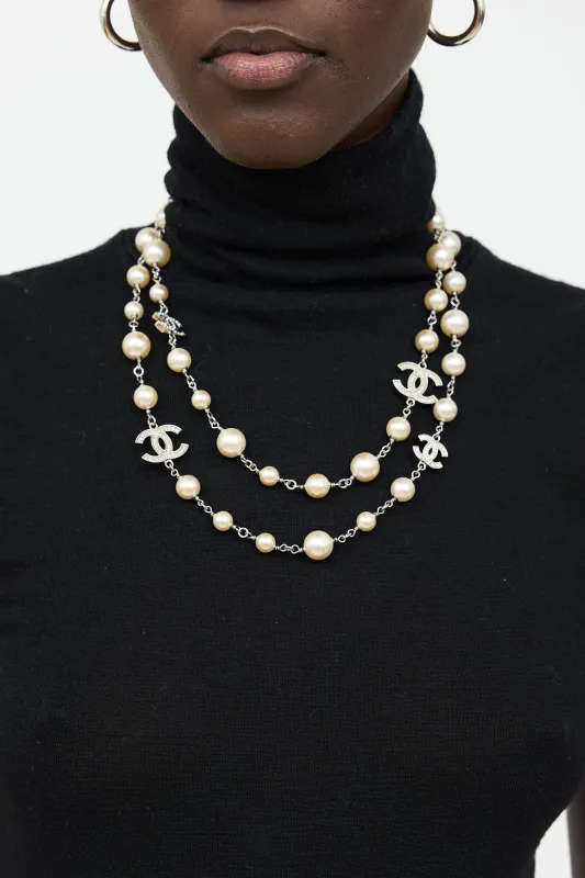2014 Pearl CC Station Necklace sold by VSP Consignment