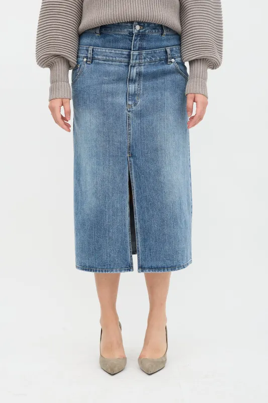Double Waisted Denim Skirt made by Tibi