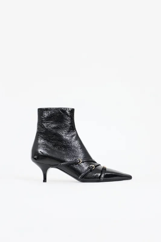 Patent Leather Buckle Boot made by VSP Consignment