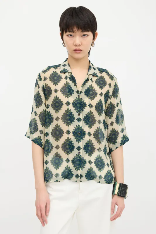 Silk Patterned Blouse sold by VSP Consignment