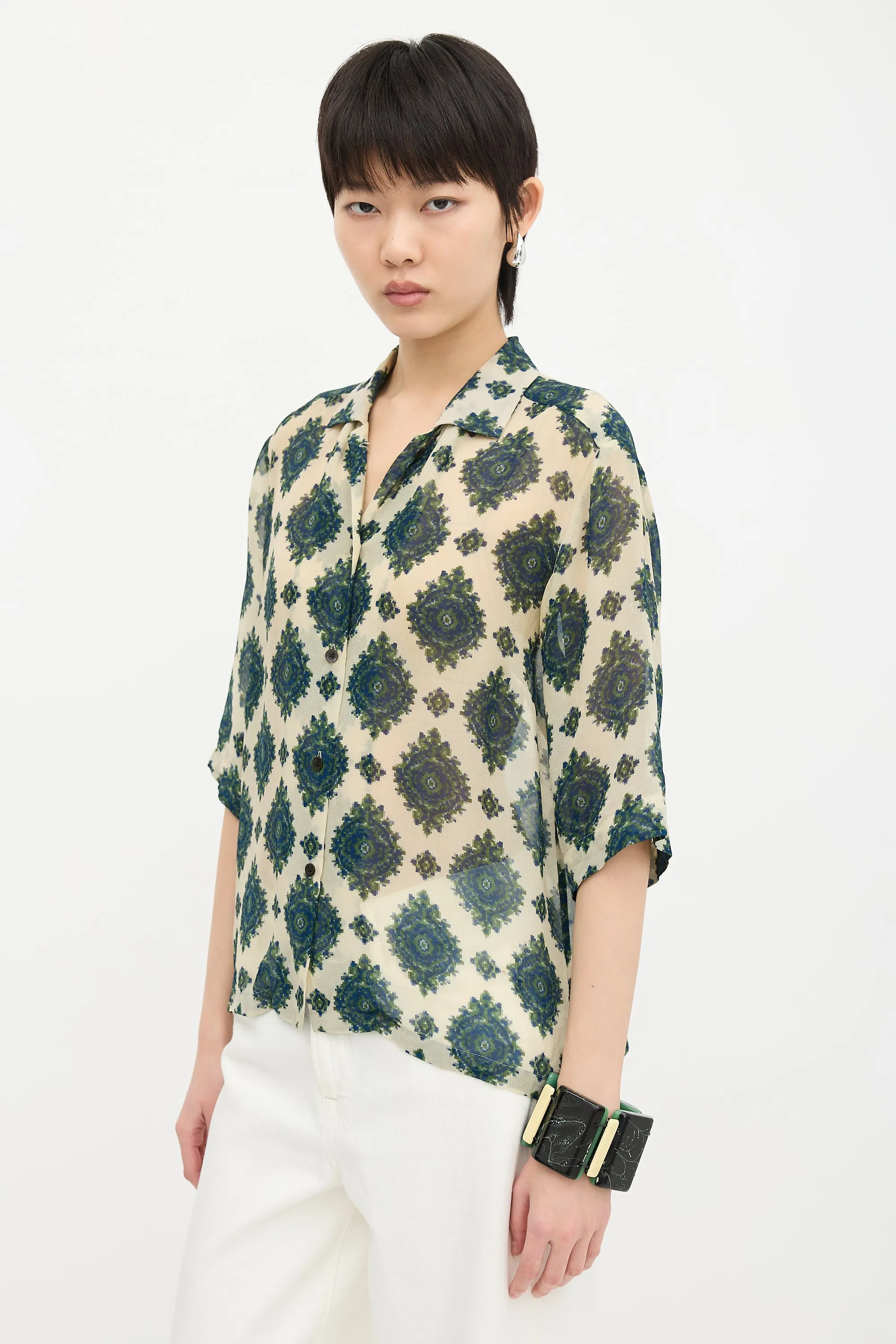 Silk Patterned Blouse sold by VSP Consignment product image thumbnail 3