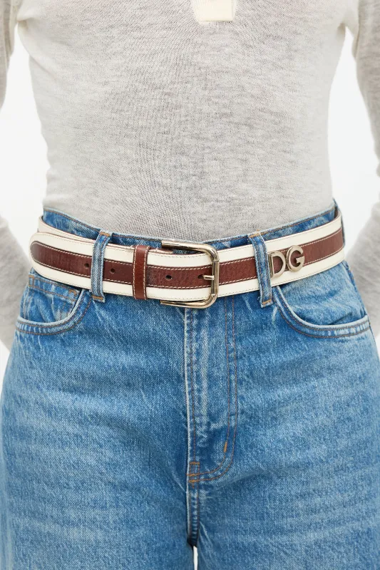 Leather Stripe Logo Belt sold by VSP Consignment