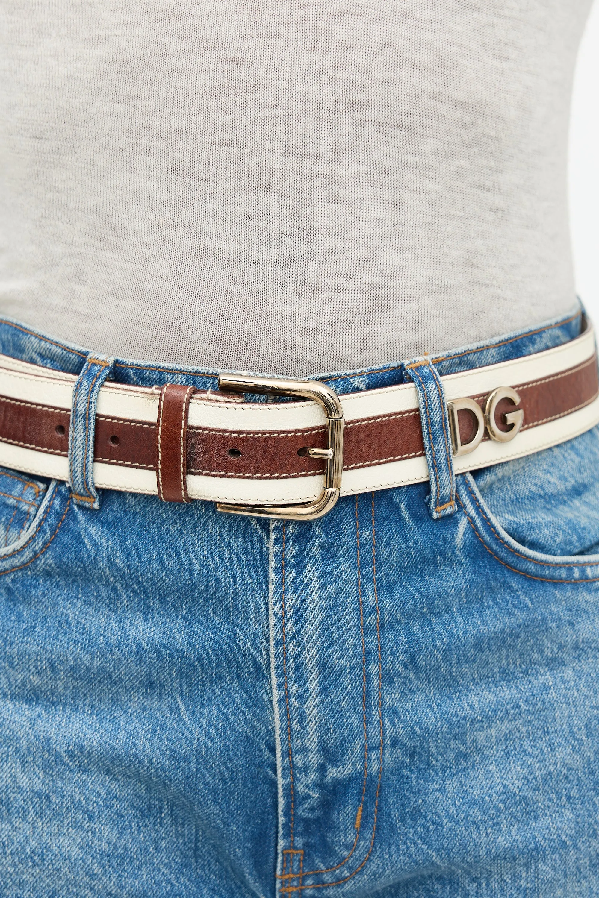 Leather Stripe Logo Belt sold by VSP Consignment product image thumbnail 2