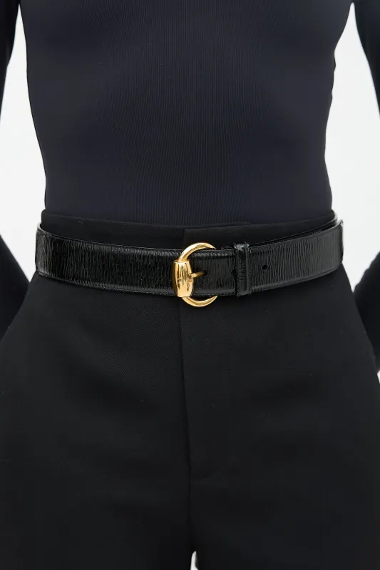 Patent Leather Bit Buckle Belt made by Gucci