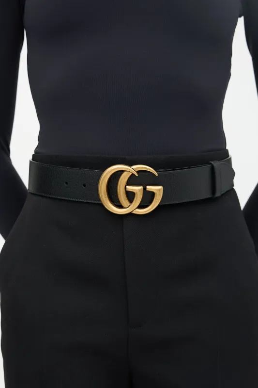 Leather Marmont GG Buckle Belt sold by VSP Consignment