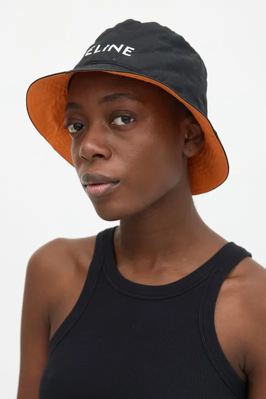 Quilted Logo Bucket Hat made by Celine