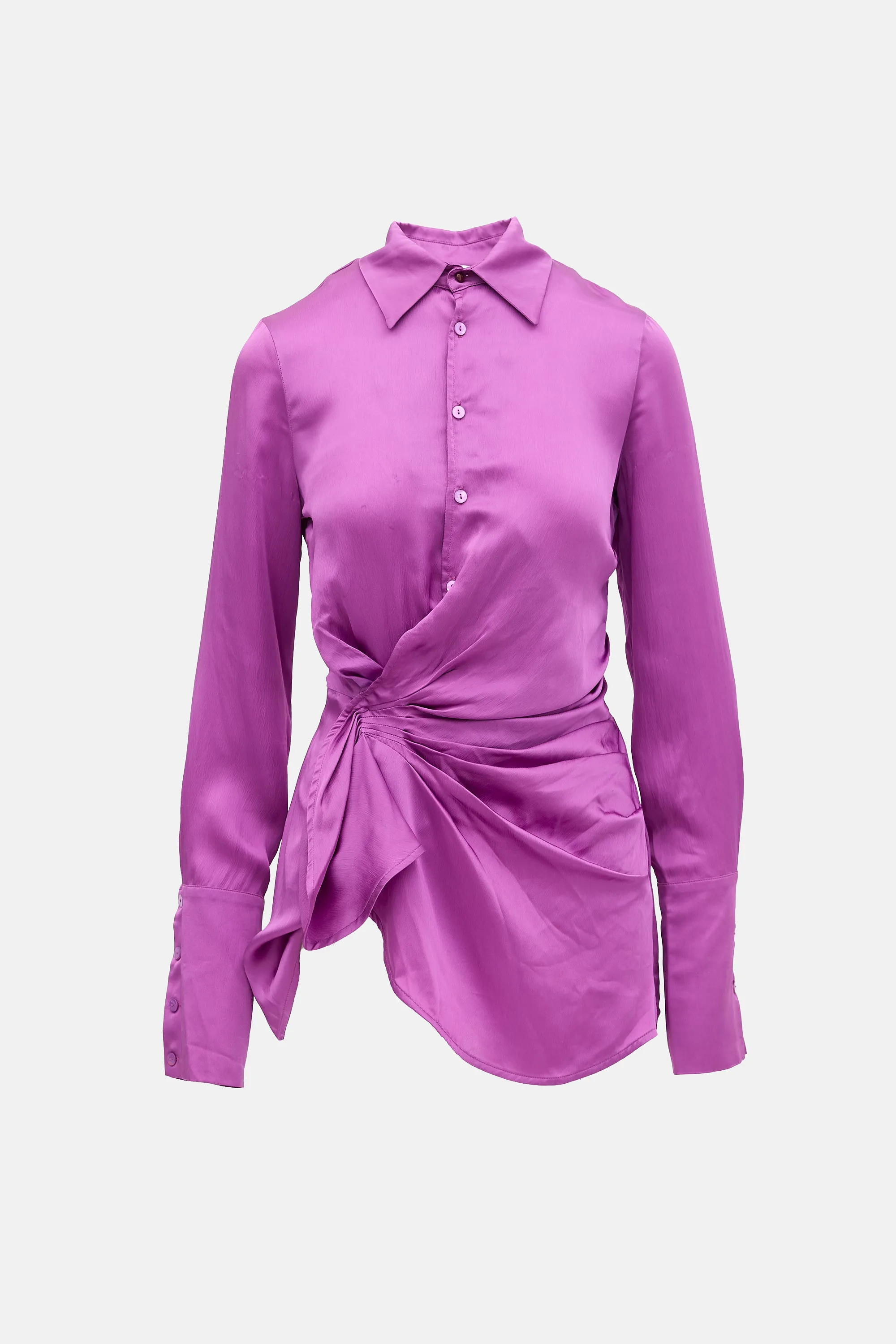 Satin Ruched Shirt Dress sold by VSP Consignment