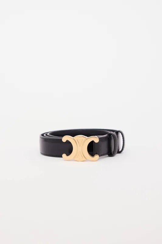 Leather Triomphe Belt made by Celine