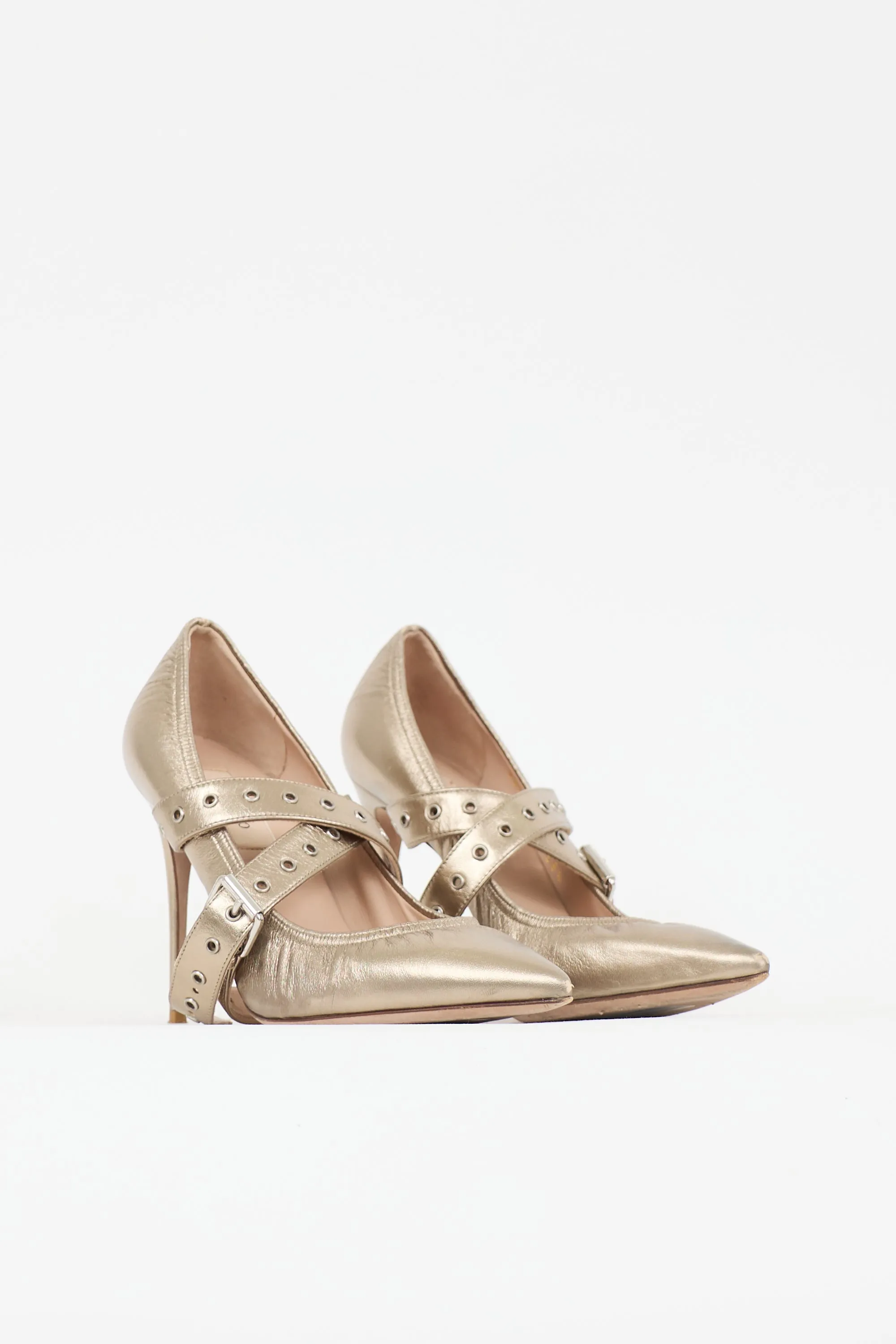 Metallic Leather Buckle Pump sold by VSP Consignment product image thumbnail 2