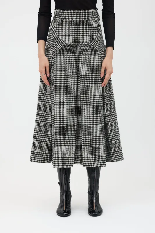 Wool Check Pleated Skirt sold by VSP Consignment