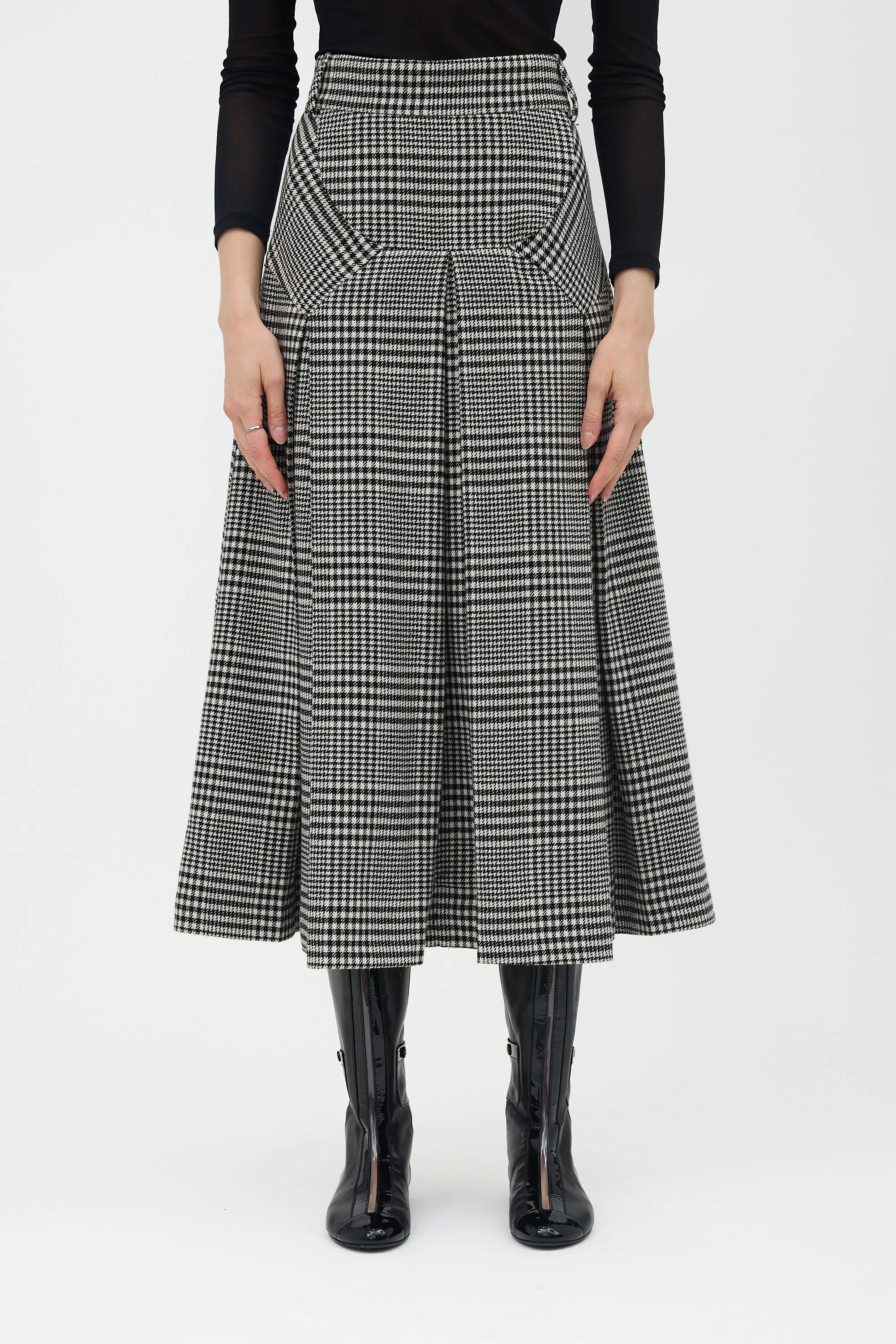 Wool Check Pleated Skirt sold by VSP Consignment