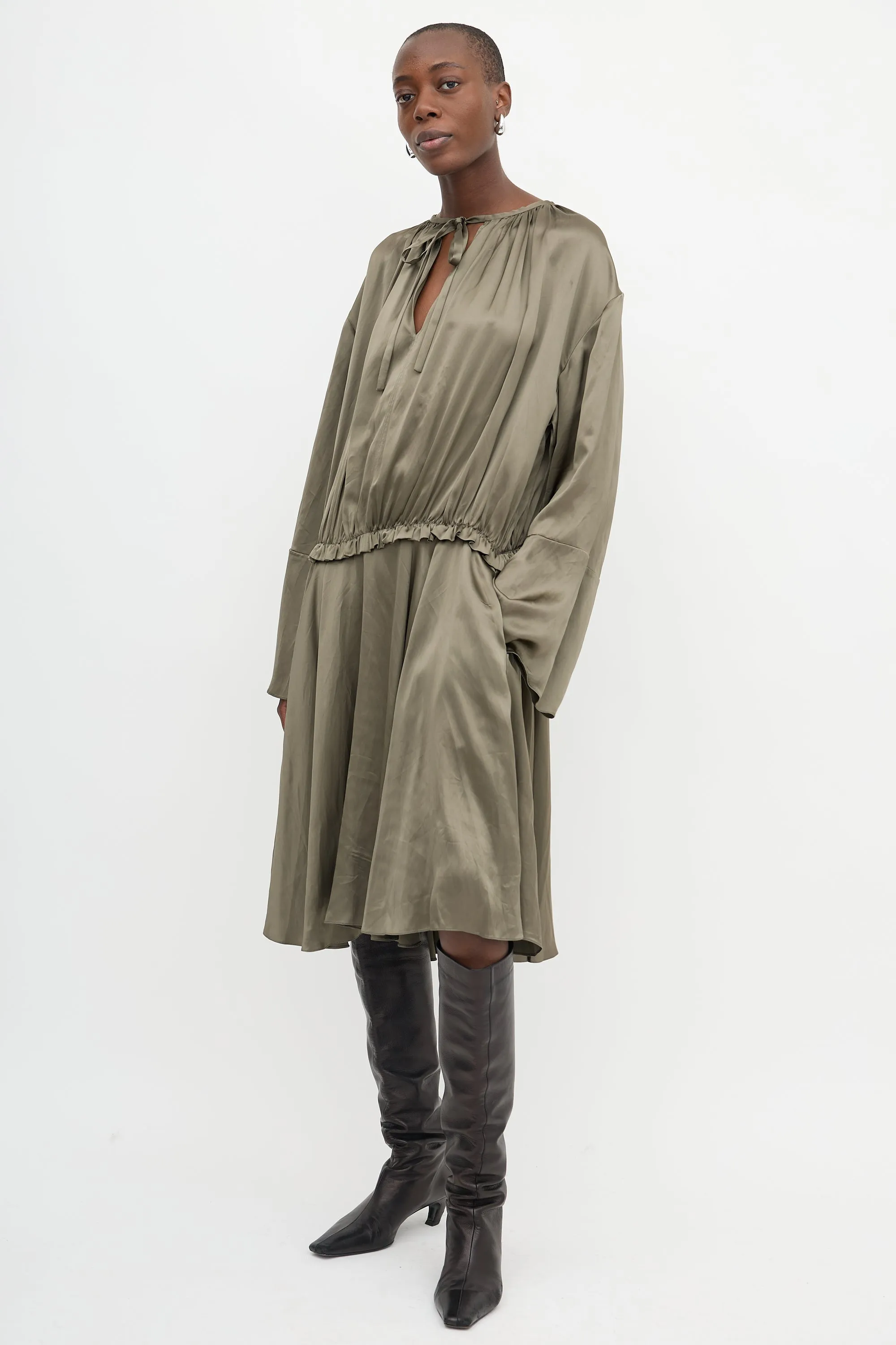 Satin Tunic Anagram Dress sold by VSP Consignment product image thumbnail 3