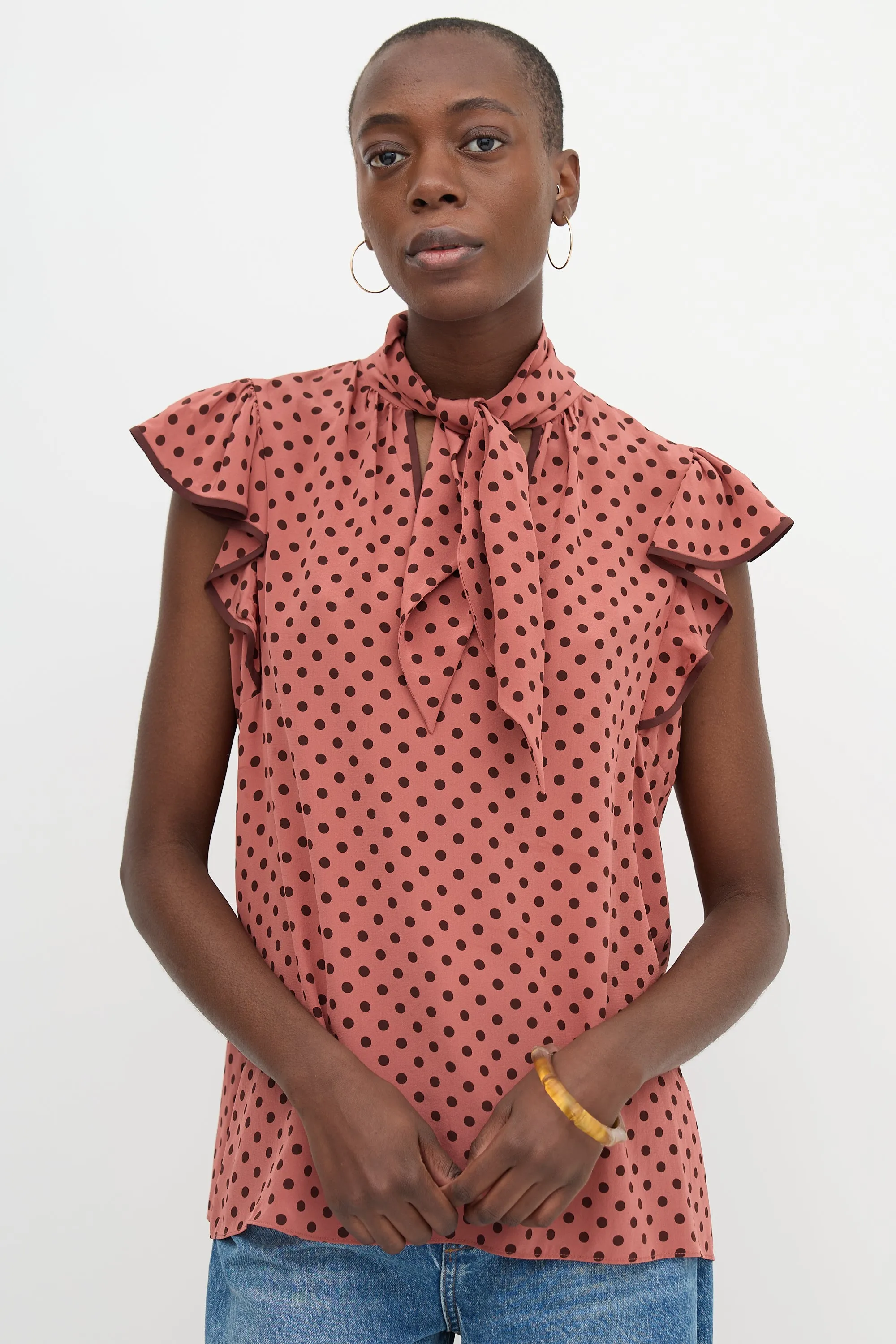 Silk Polka Dot Top sold by VSP Consignment