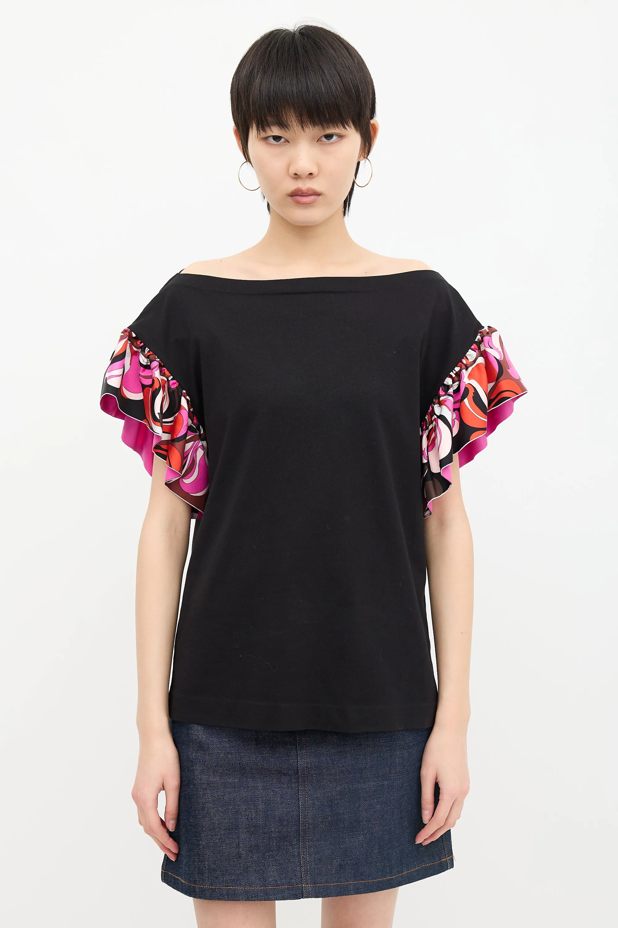 Silk Ruffle Sleeve T-Shirt sold by VSP Consignment