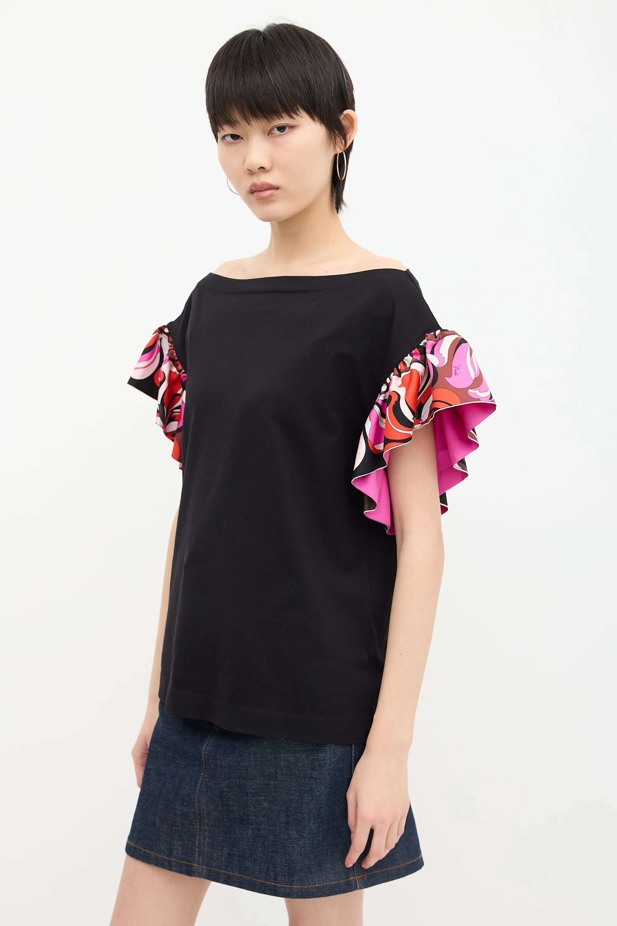 Silk Ruffle Sleeve T-Shirt sold by VSP Consignment product image thumbnail 3