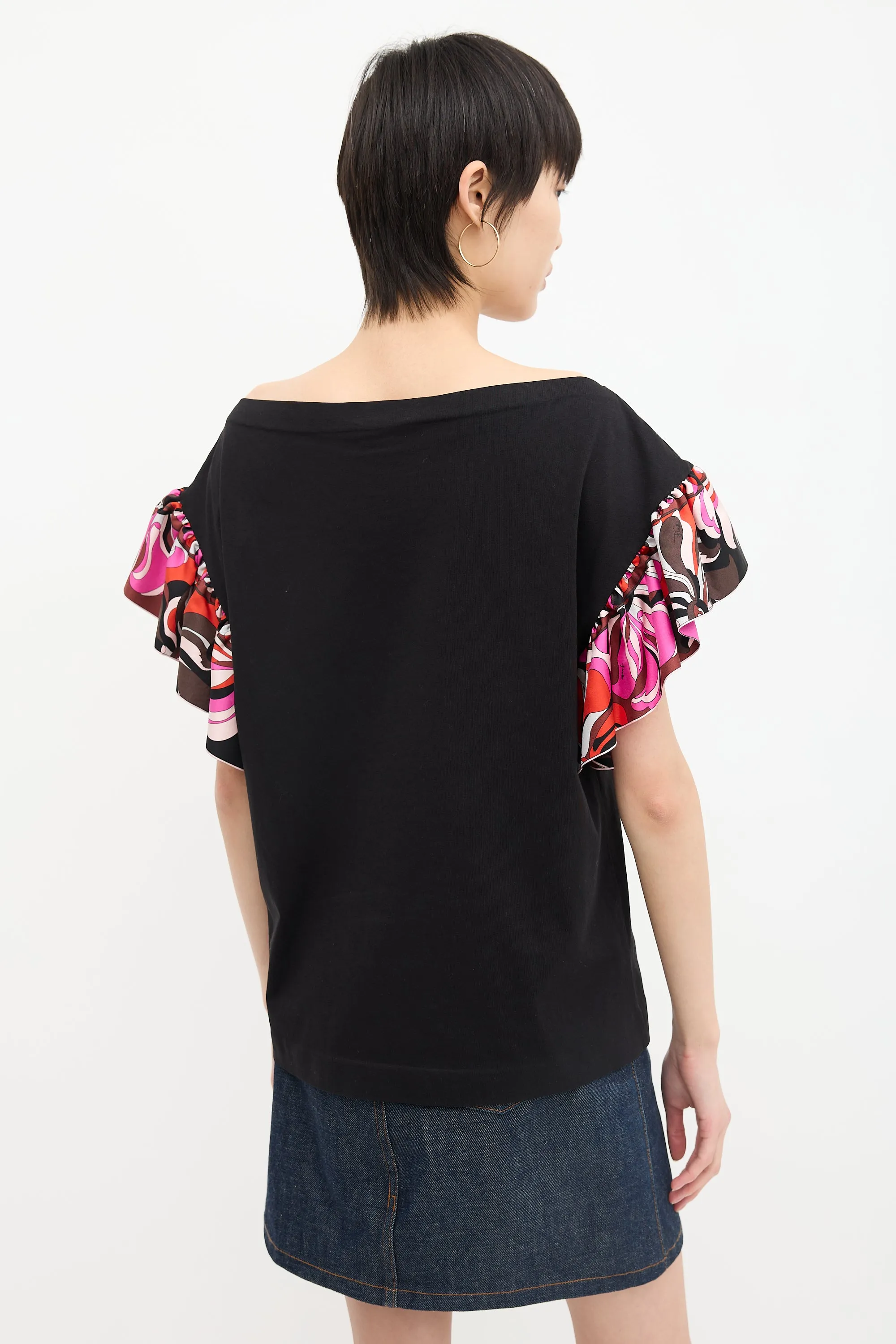 Silk Ruffle Sleeve T-Shirt sold by VSP Consignment product image thumbnail 4