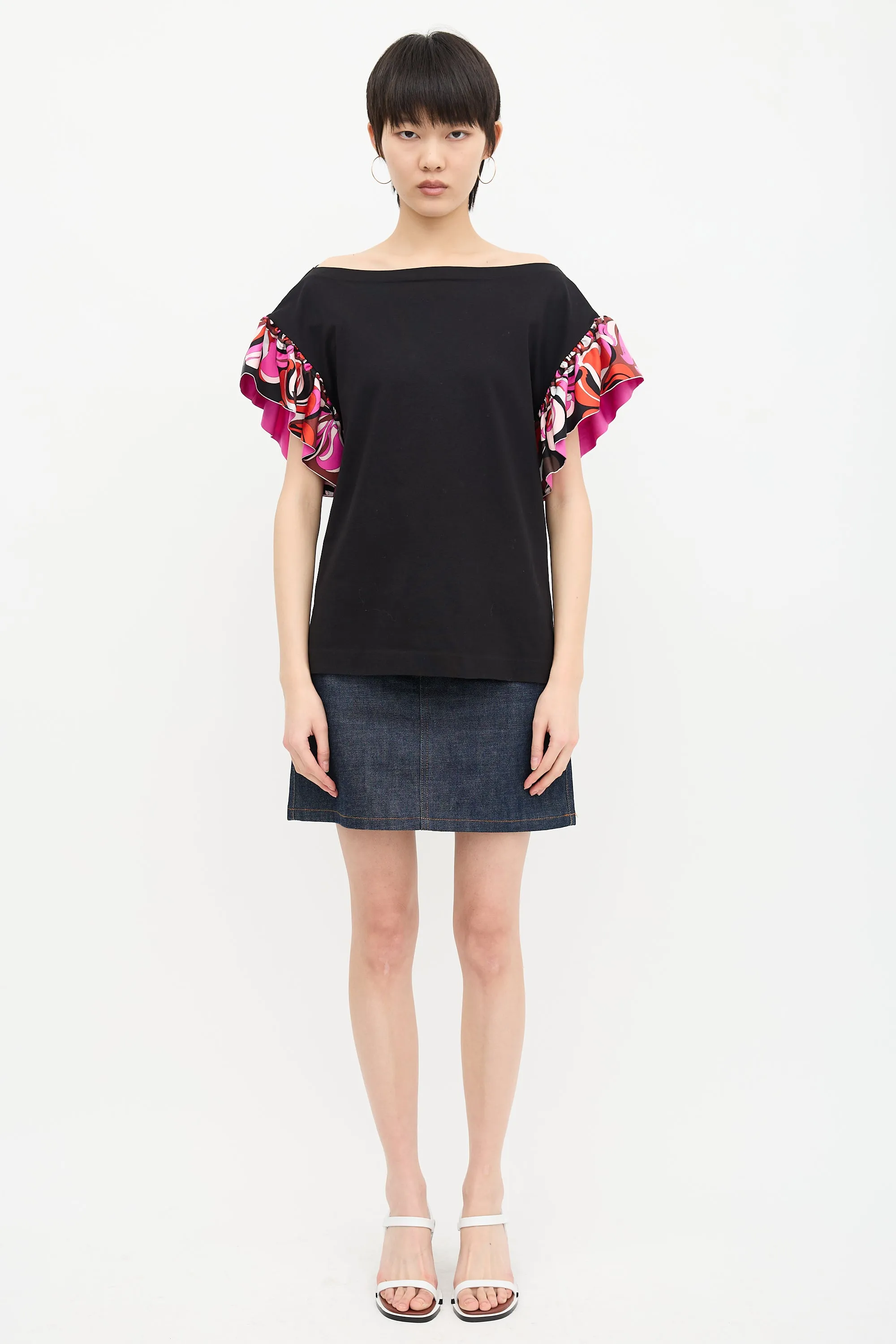 Silk Ruffle Sleeve T-Shirt sold by VSP Consignment product image thumbnail 2
