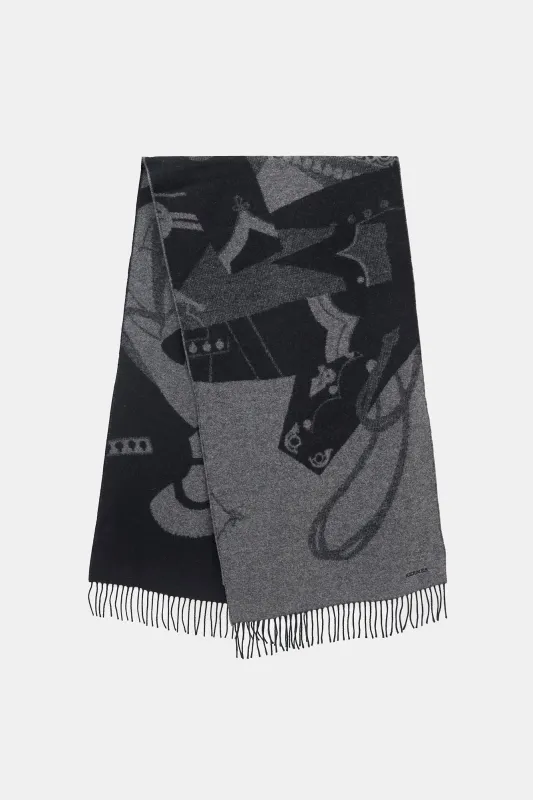 Cashmere Camails Jacquard Scarf made by Hermes