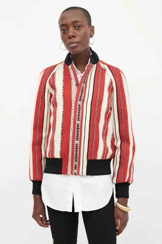Stripe Jacquard Bomber Jacket made by Yves Saint Laurent