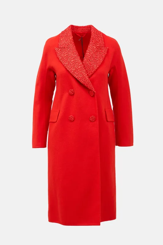 Felted Wool & Embroidered Lapel Coat made by Ermanno Scervino