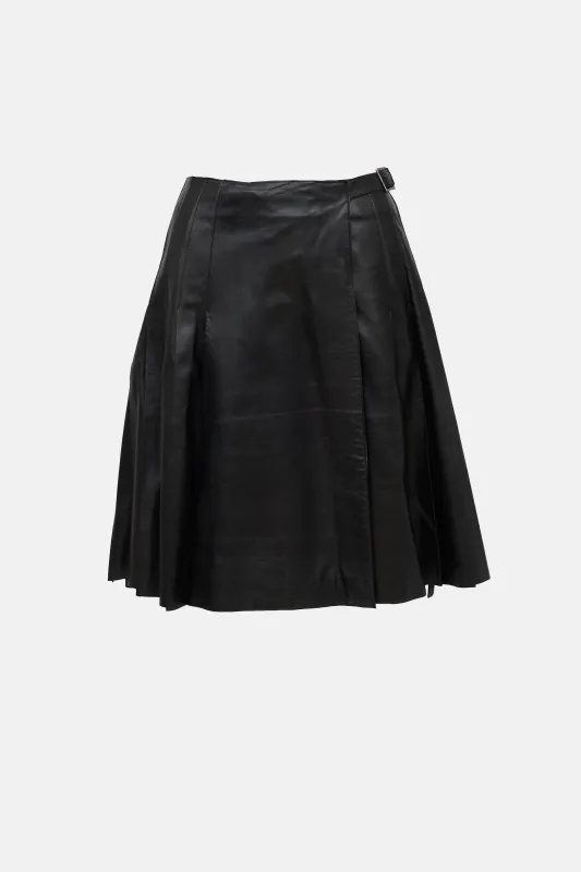 Leather Pleated Skirt sold by VSP Consignment