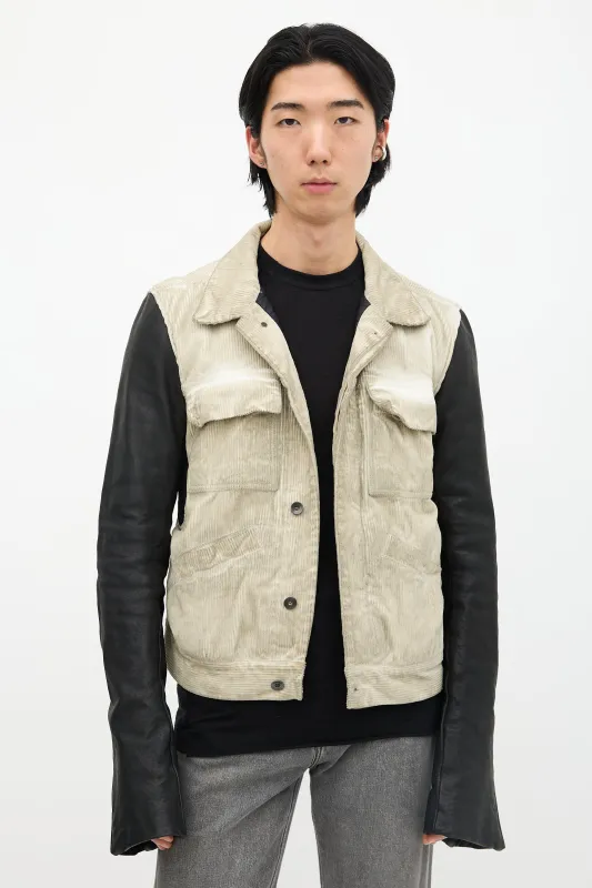 DRKSHDW Corduroy & Leather Jacket made by Rick Owens