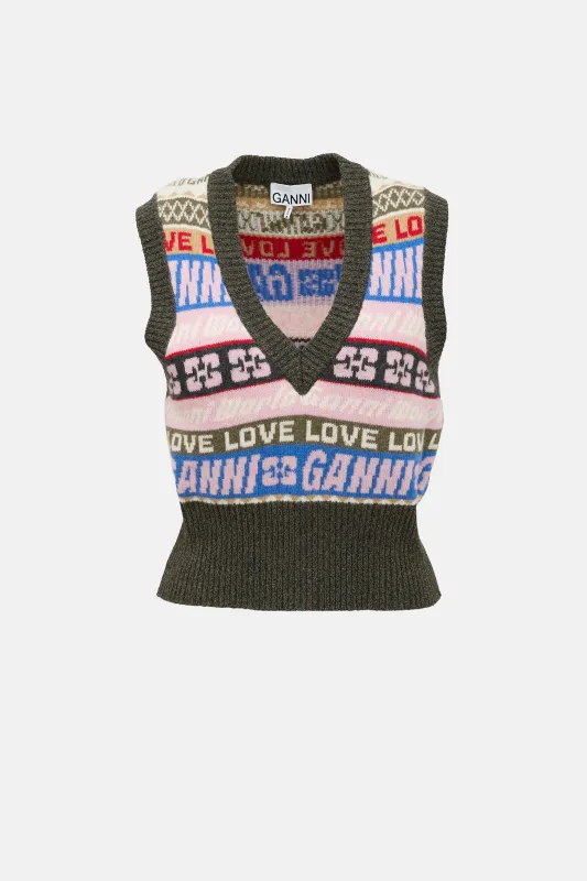 Wool Intarsia Vest made by Ganni