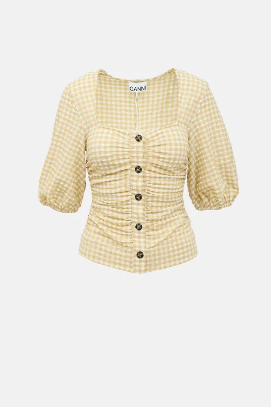 Seersucker Check Top made by Ganni