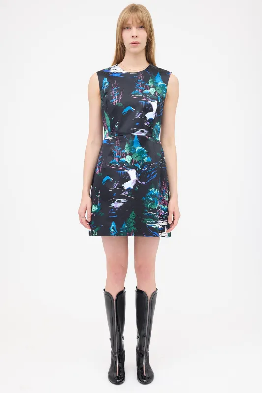 2014 Satin Forest Printed Dress made by Balenciaga