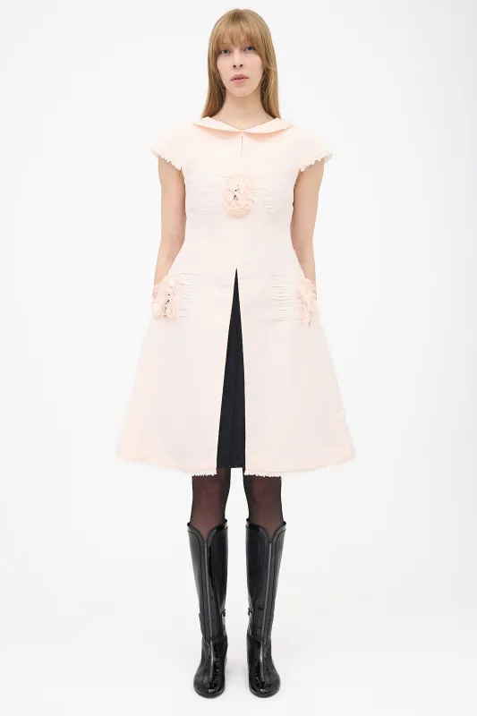 Spring 2011 Silk Satin Floral Feather Dress made by Chanel