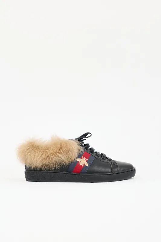 Leather & Shearling Ace Bee Sneaker sold by VSP Consignment