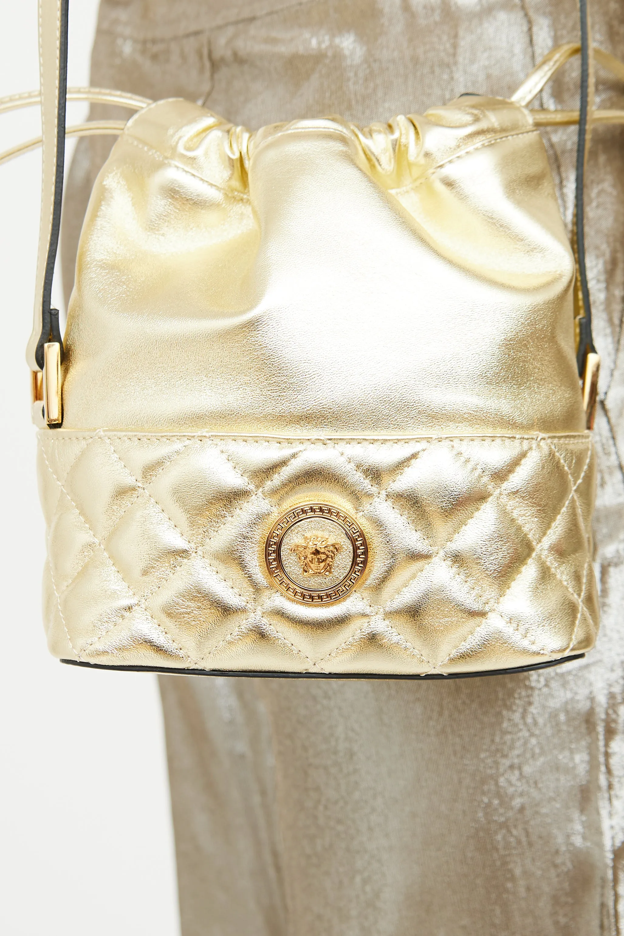 Medusa Drawstring Bucket Bag sold by VSP Consignment product image thumbnail 5