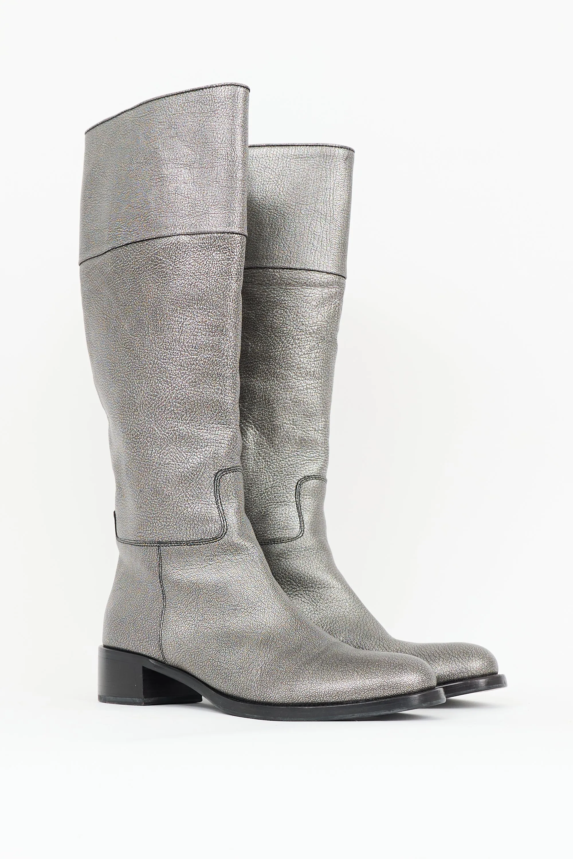 Metallic Leather Knee Boot sold by VSP Consignment product image thumbnail 2