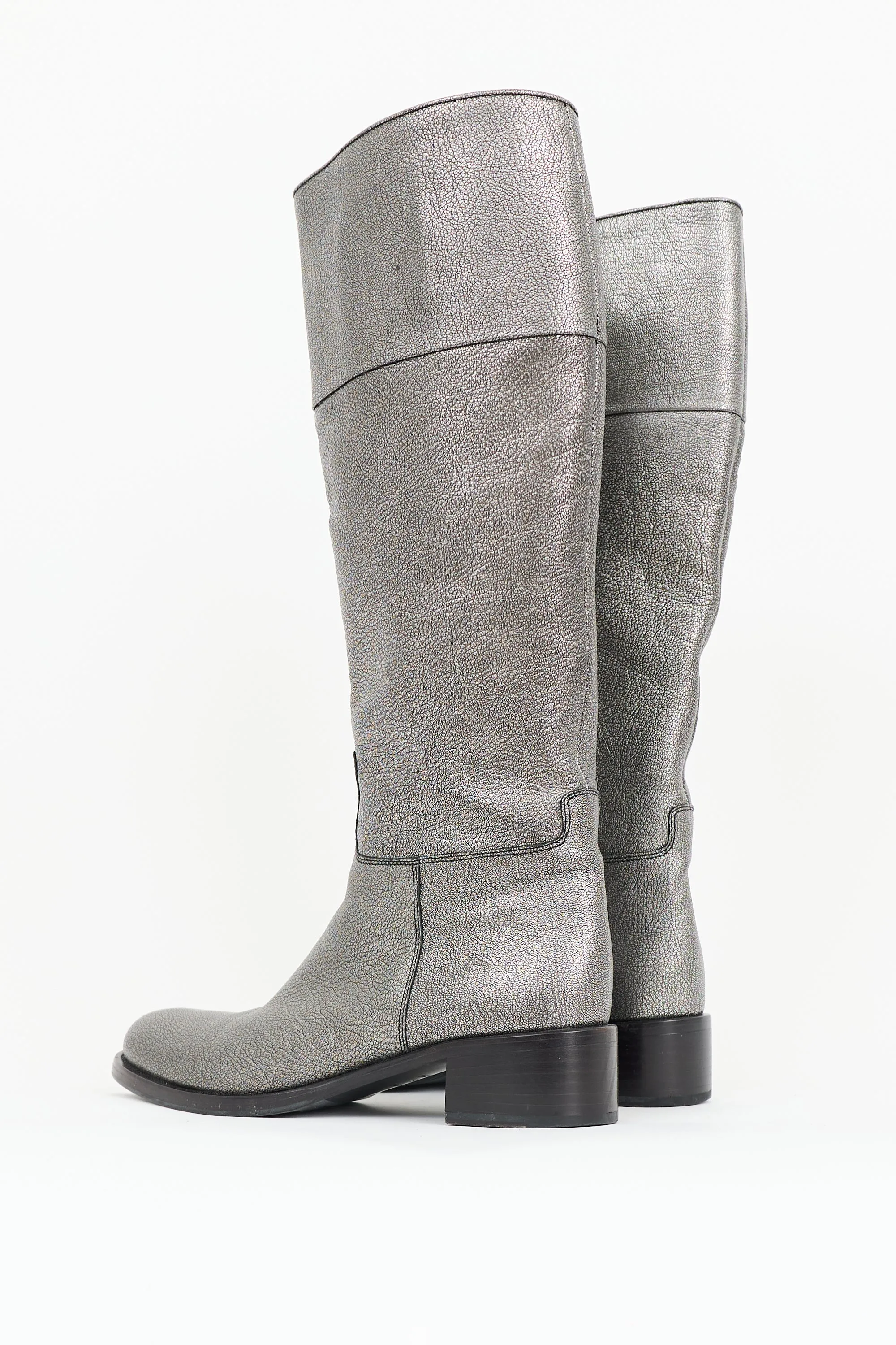 Metallic Leather Knee Boot sold by VSP Consignment product image thumbnail 4