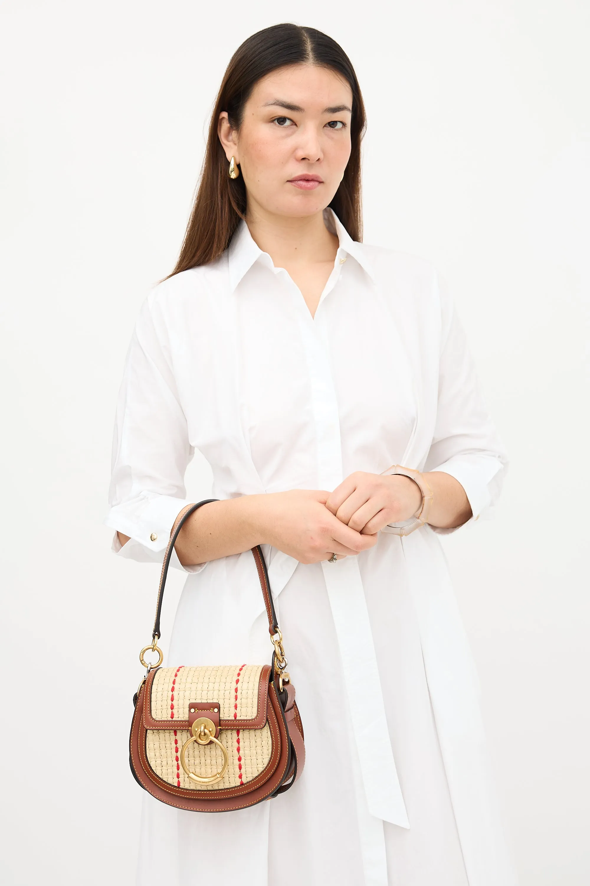 Leather & Raffia Small Tess Bag sold by VSP Consignment product image thumbnail 2