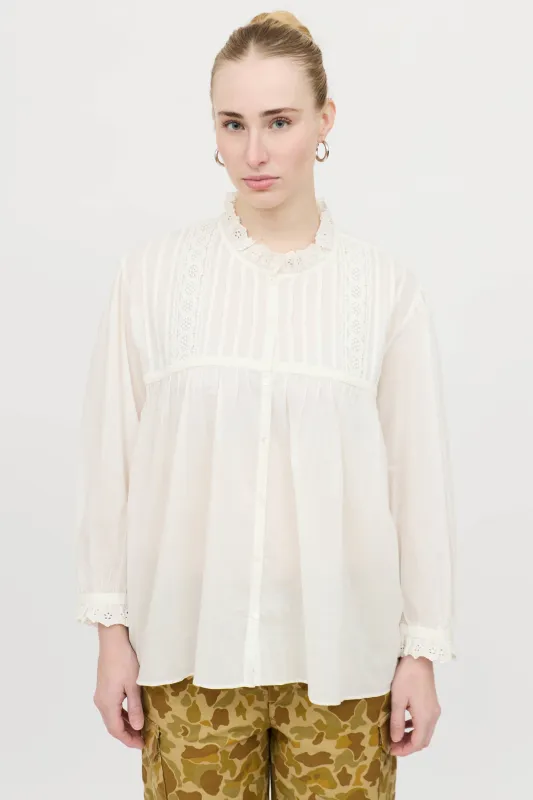 Eyelet Button Up Blouse made by Nili Lotan