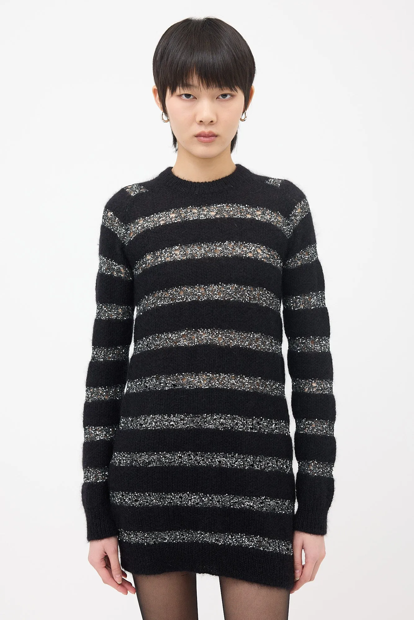 Mohair Glitter Stripe Sweater sold by VSP Consignment