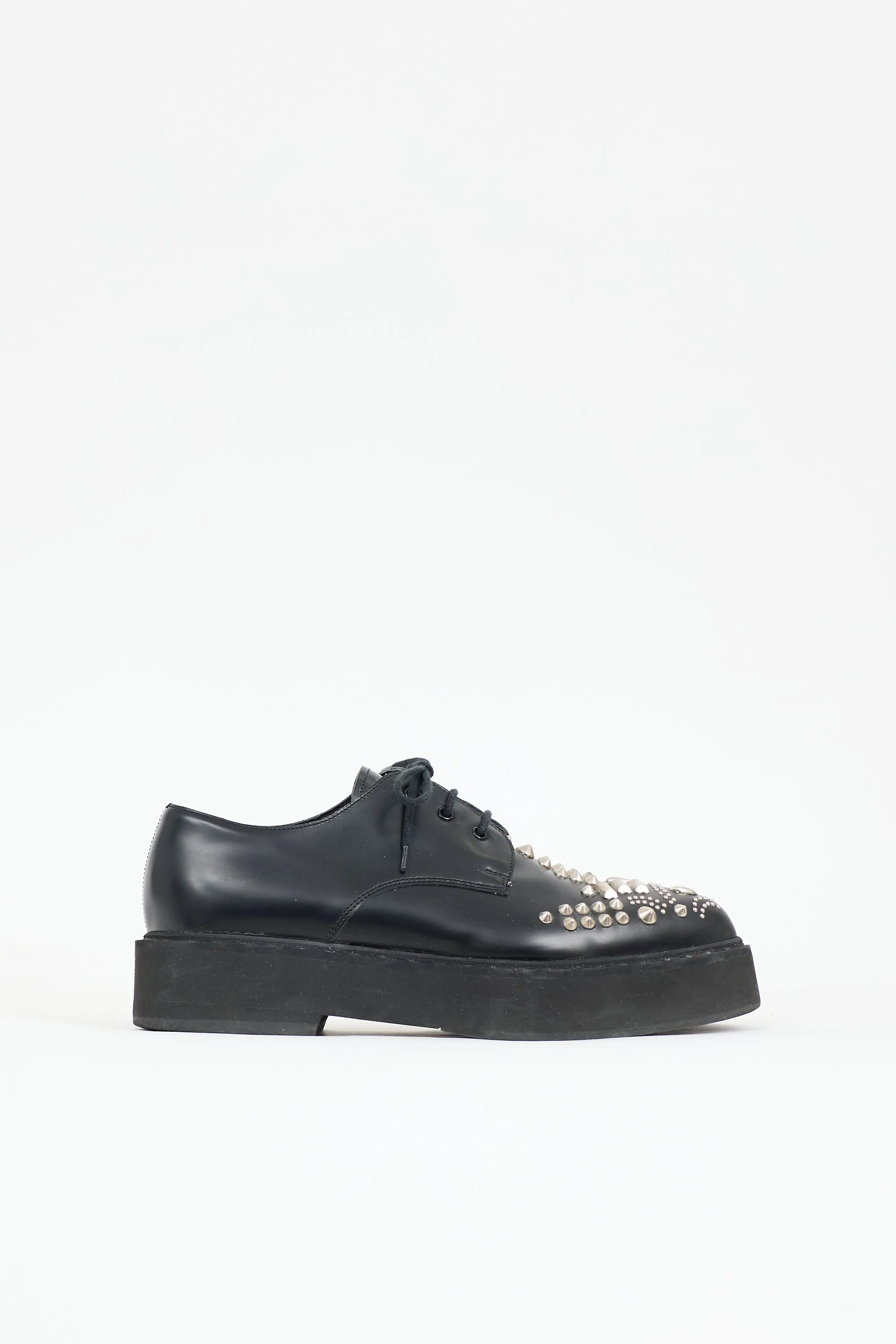 Leather Studded Platform Derby sold by VSP Consignment