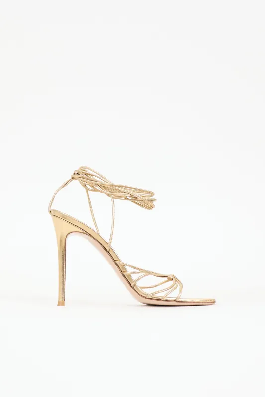 Metallic Ankle Tie Sandal sold by VSP Consignment