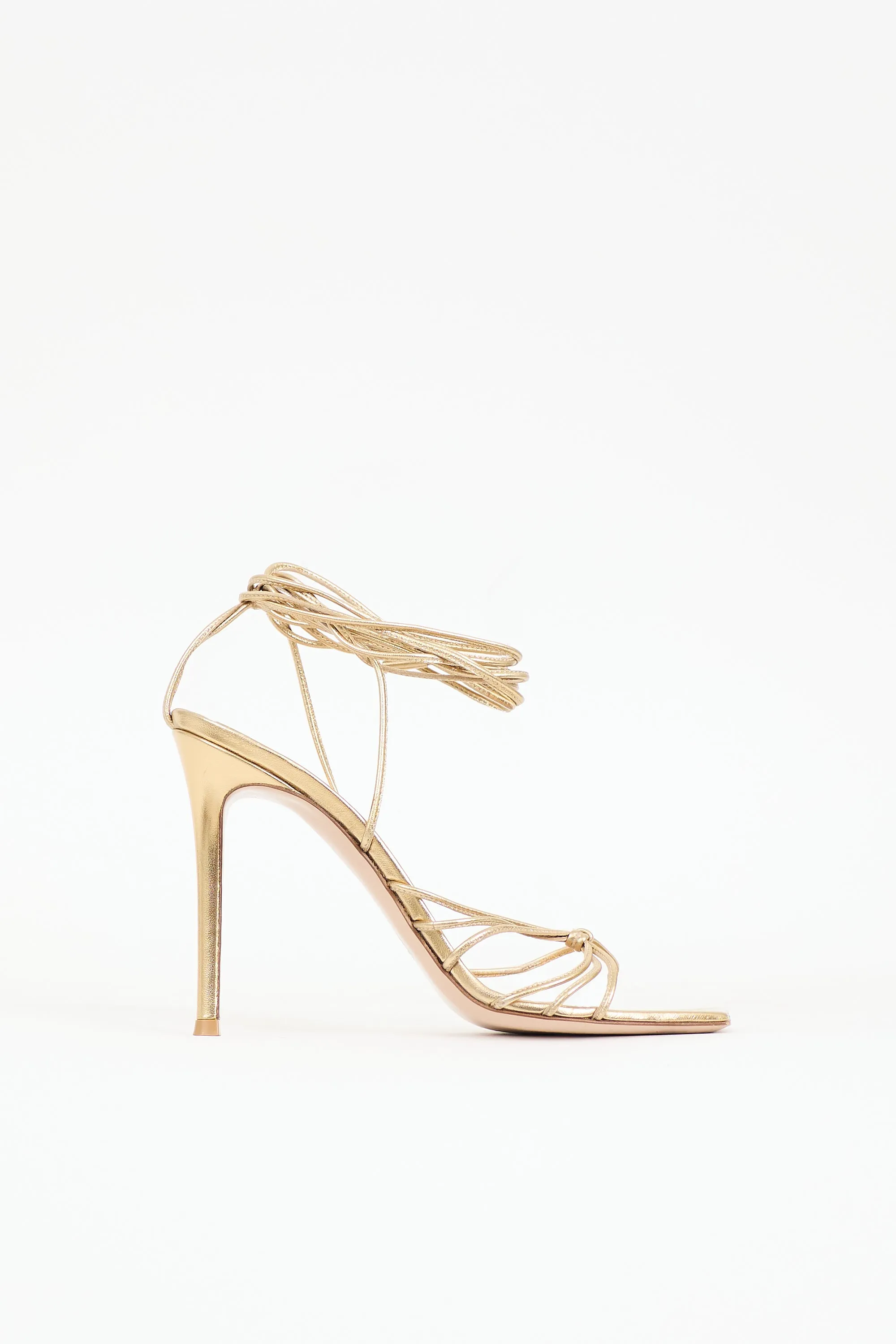 Metallic Ankle Tie Sandal sold by VSP Consignment