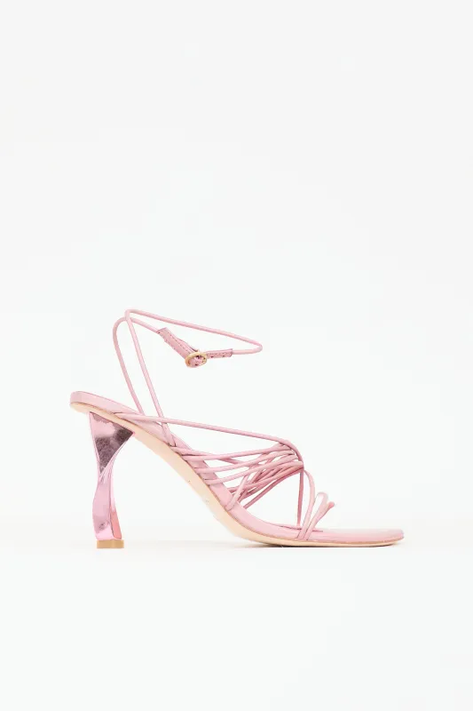 Iridescent Leather Strappy Sandal made by Aje