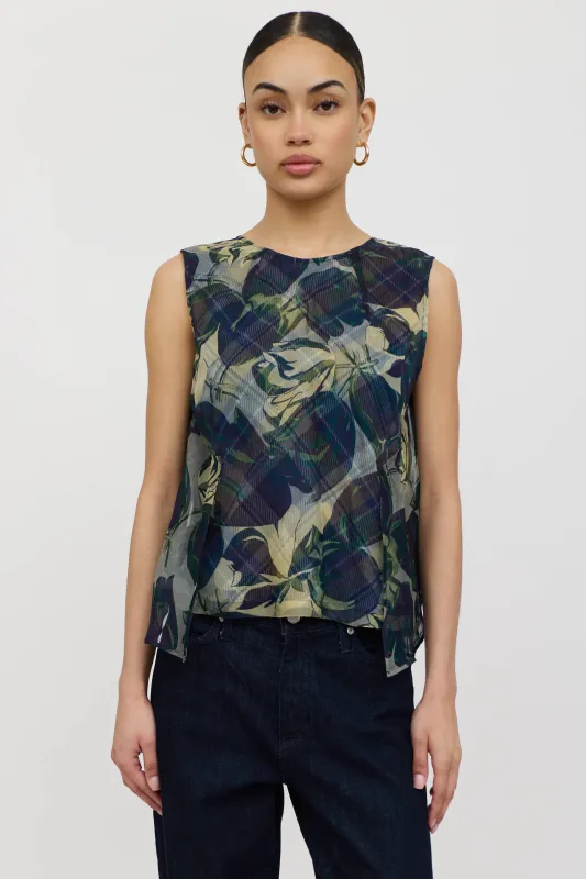 Silk Floral Plaid Top made by Dries Van Noten