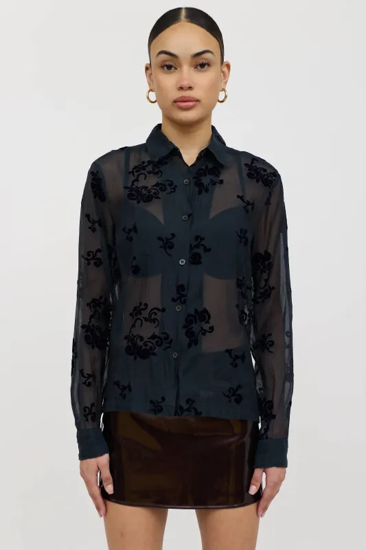 Flocked Paisley Shirt sold by VSP Consignment